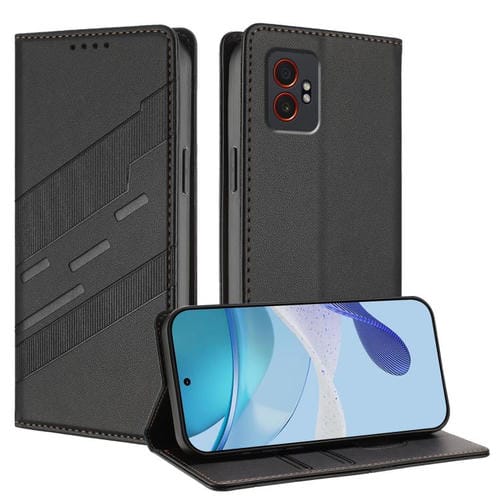 Funda de cuero retro con relieve para Samsung Galaxy XCover 7 Pro (negro)