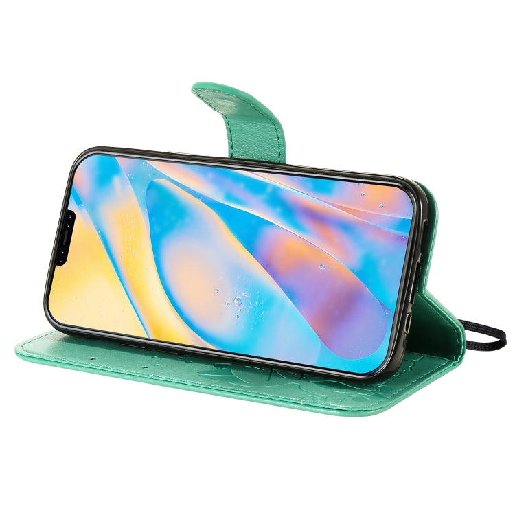 Funda de Cuero para iPhone 12 Mini Cat Bee con Tapa Horizontal, Soporte, Ranuras para Tarjetas y Billetera (Verde)