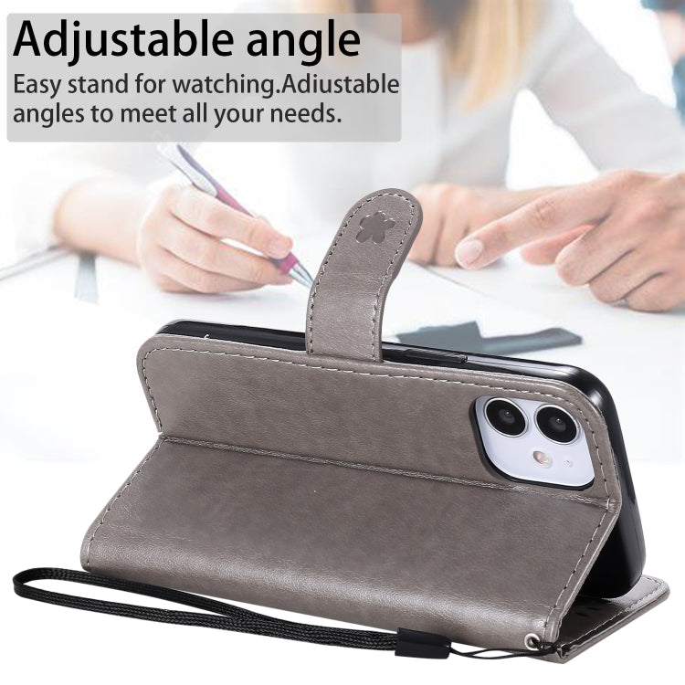 Funda de Cuero Cat Bee para iPhone 12 Mini con Tapa Horizontal, Soporte y Ranuras para Tarjetas (Gris)