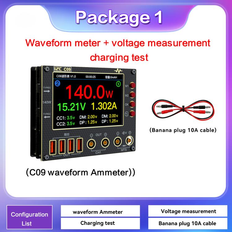 Amperometro Digitale Forma d'Onda I2C C09 Rilevamento del Carico e Misurazione della Tensione con Scheda di Espansione