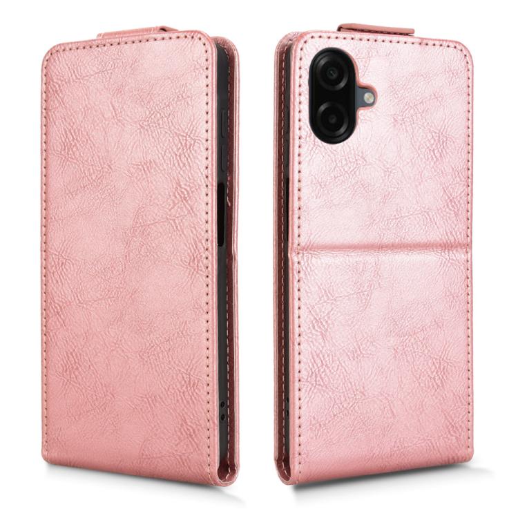 Funda magnética de cuero con tapa vertical y hebilla para Samsung Galaxy A07 4G (oro rosa)