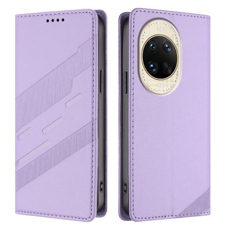 Funda de cuero retro con relieve para Huawei Nova 14 (morado claro)