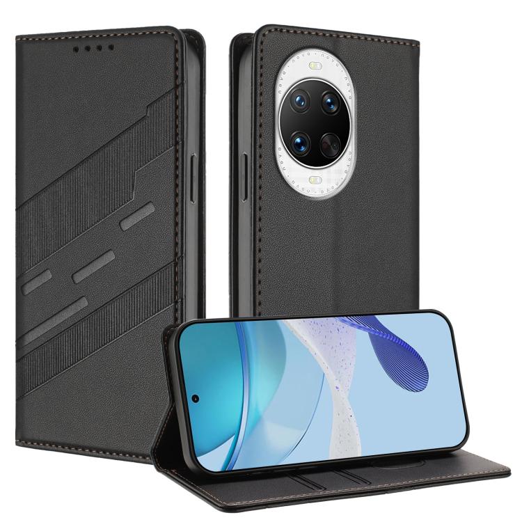 Funda de cuero retro con relieve para Huawei nova 14 Pro (negro)