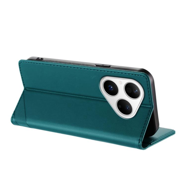 Funda de cuero retro con relieve para Huawei Pura 80 (verde oscuro)