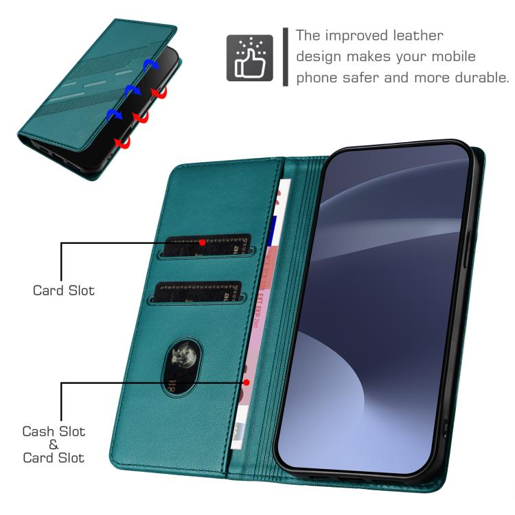 Funda de cuero retro con relieve para Huawei Pura 80 (verde oscuro)