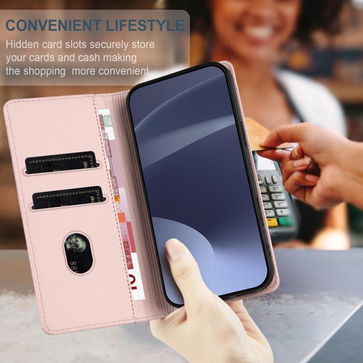 Funda de cuero retro con relieve para Huawei Pura 80 (rosa)