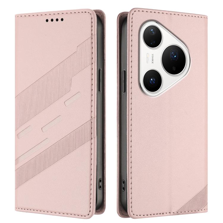 Funda de cuero retro con relieve para Huawei Pura 80 Pro (rosa)