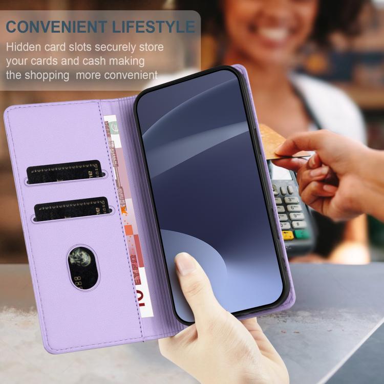 Funda de cuero retro con relieve para Huawei Pura 80 Pro (morado claro)