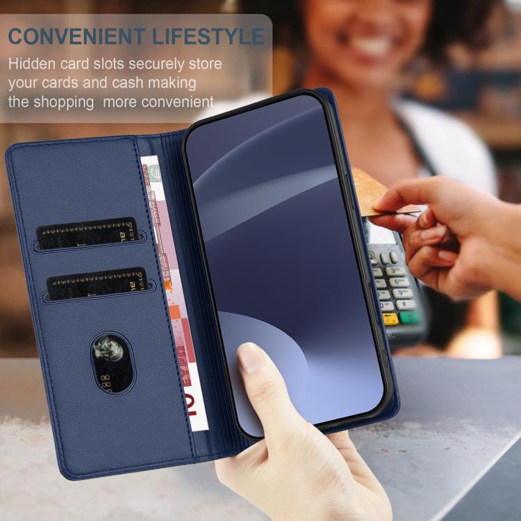 Funda de cuero retro con relieve para Huawei Pura 80 Pro (azul oscuro)