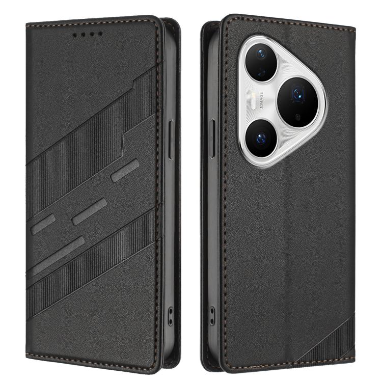 Funda de cuero retro con relieve para Huawei Pura 80 Pro+ (negro)
