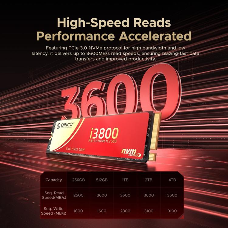 Unidad Orico I3800 M.2 NVMe 2280 SSD Memoria 2 TB