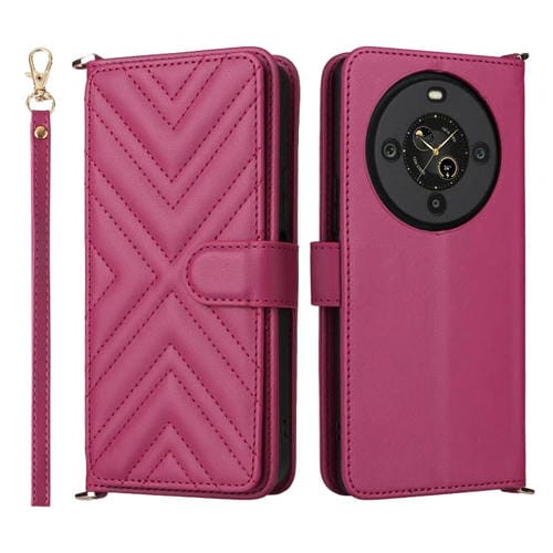 Funda de cuero multifuncional para Fossibot S3 Pro con 6 ranuras para tarjetas y correa para la muñeca (rosa)