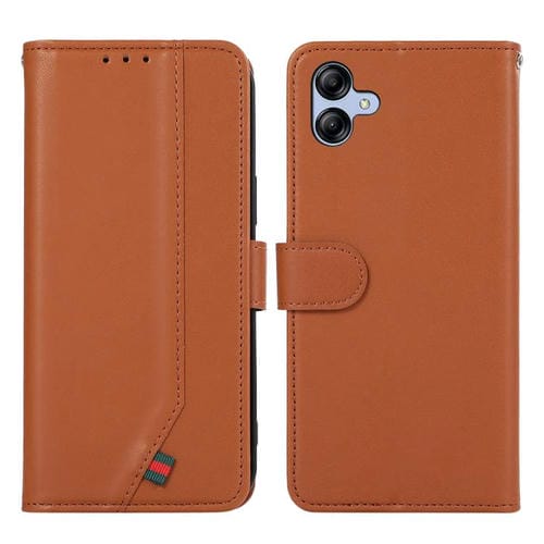 Funda de cuero ABEEL con textura delicada y RFID para Samsung Galaxy A07 5G (marrón)