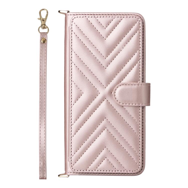 Funda de cuero multifuncional para Samsung Galaxy S25 FE 5G con 6 ranuras para tarjetas y correa para la muñeca (rosa)