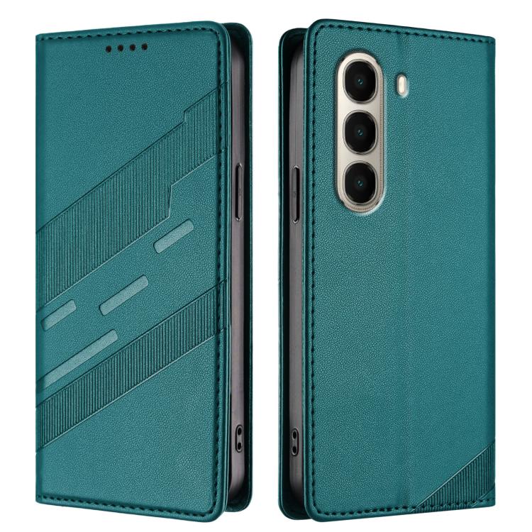 Funda de cuero retro con relieve para itel A95 5G (verde oscuro)