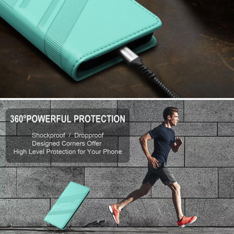 Funda de cuero retro con relieve para itel A95 5G (verde menta)