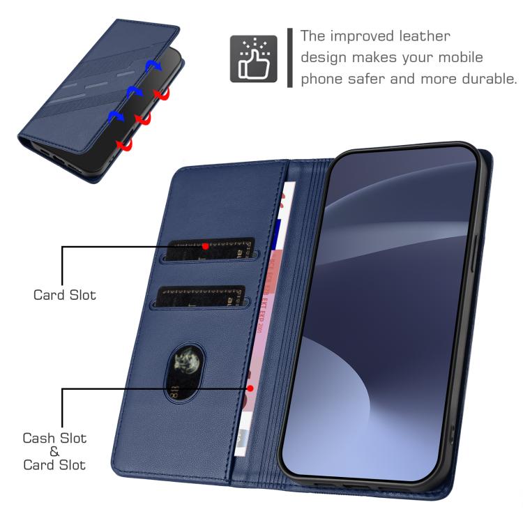 Funda de cuero retro con relieve para itel A95 5G (azul oscuro)