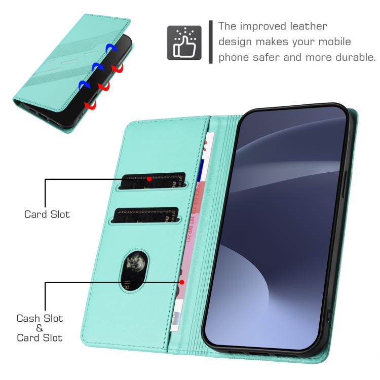 Funda de cuero retro con relieve para itel City 100 (verde menta)