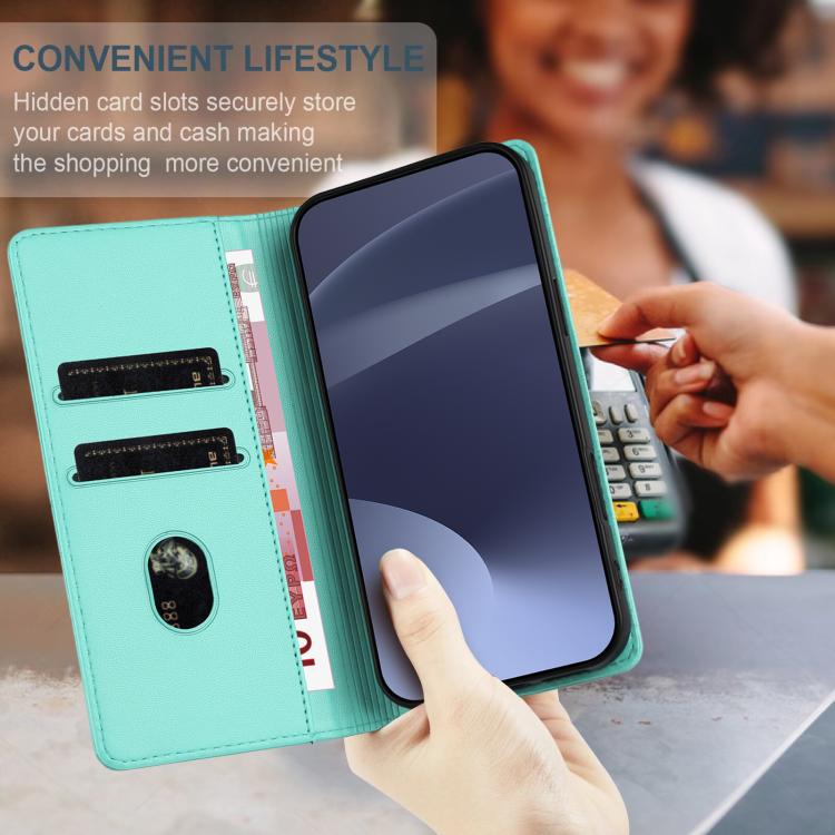 Funda de cuero retro con relieve para itel City 100 (verde menta)