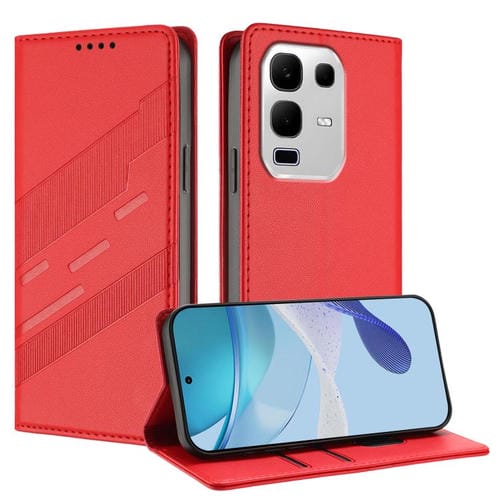 Funda de cuero retro con relieve para Infinix Note 50x 5G (roja)