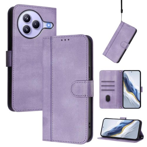 Funda de cuero retro con hebilla para Xiaomi Civi 5 Pro 5G (morada)