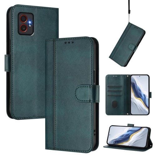 Funda de cuero retro con hebilla para Samsung Galaxy Xcover7 Pro (verde oscuro)