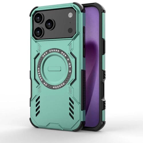Funda con anillo magnético MagSafe y mariposa para iPhone 17 Pro Max, a prueba de golpes (verde claro)