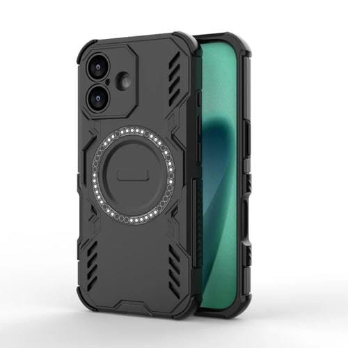 Funda con anillo magnético MagSafe Butterfly Armor para iPhone 17, a prueba de golpes (negra)