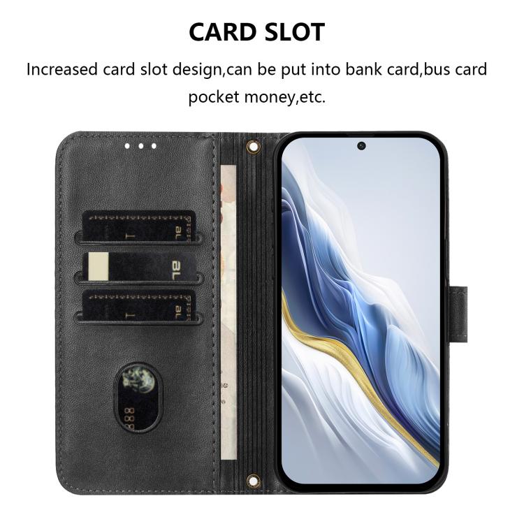 Funda de cuero retro con hebilla y empalme de línea para Huawei nova 14 Ultra (negra)