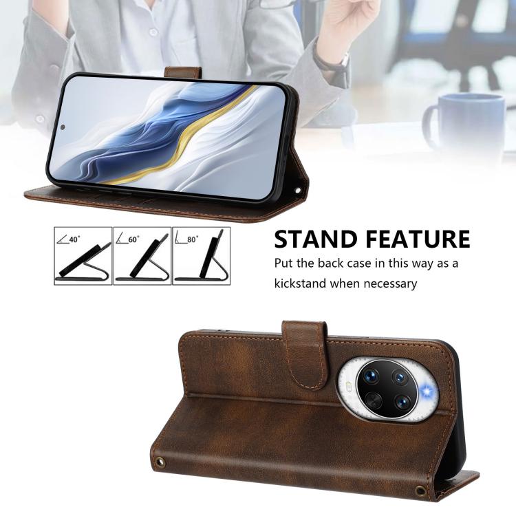 Funda de cuero retro con hebilla para Huawei Nova 14 Ultra (marrón)