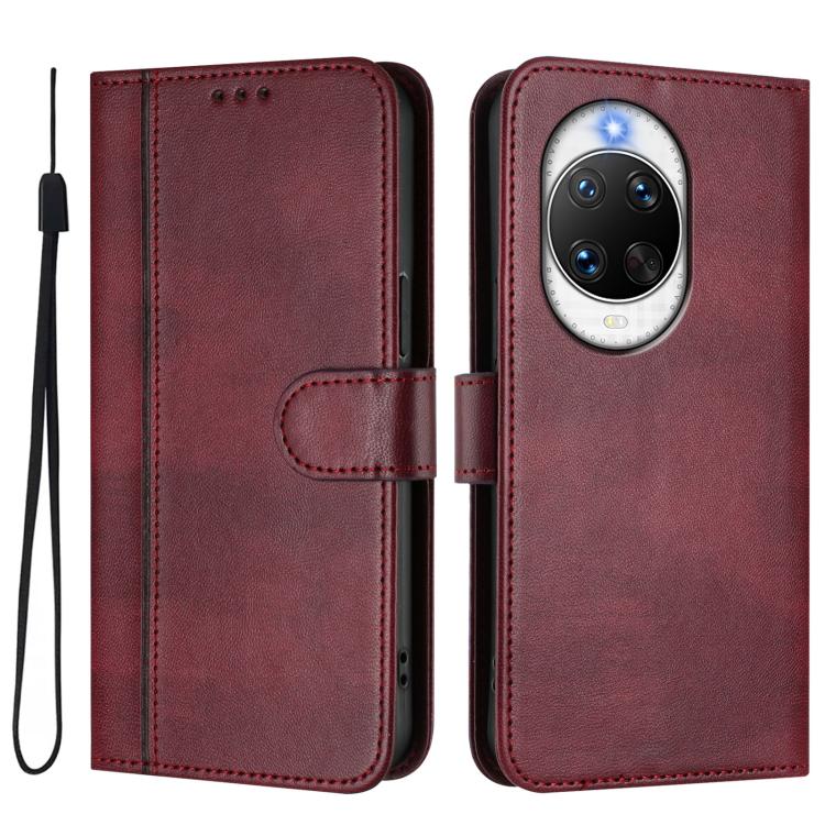 Funda de cuero retro con hebilla para Huawei Nova 14 Pro (rojo vino)