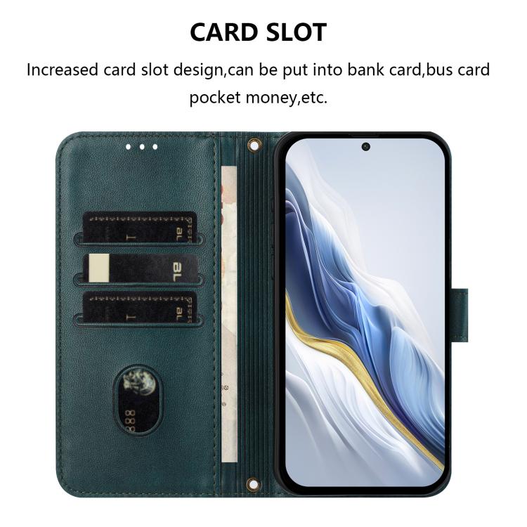 Funda de cuero retro con hebilla para Huawei Nova 14 Pro (verde oscuro)