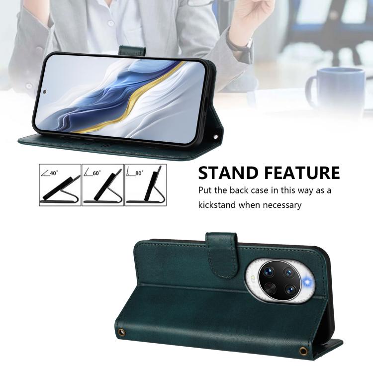 Funda de cuero retro con hebilla para Huawei Nova 14 Pro (verde oscuro)