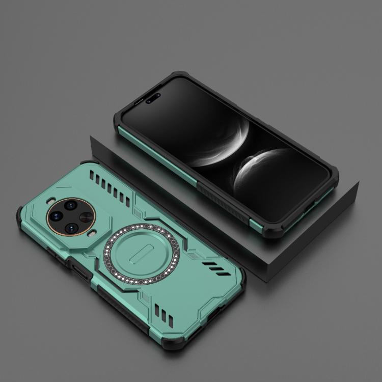 Funda a prueba de golpes con anillo magnético MagSafe y mariposa para Huawei nova 14 Ultra 5G (verde claro)