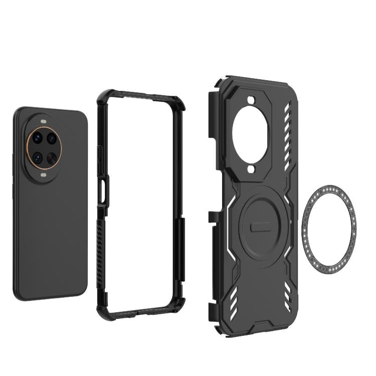 Funda a prueba de golpes con anillo magnético MagSafe y mariposa para Huawei nova 14 Ultra 5G (verde claro)