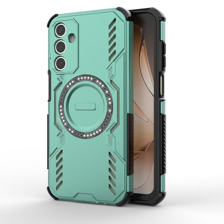 Funda con anillo magnético MagSafe y mariposa para Samsung Galaxy A15 5G (verde claro)