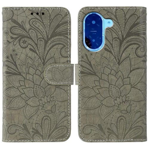 Funda de cuero con tapa y estampado floral para Redmi A5 4G (173,3 mm) (gris)