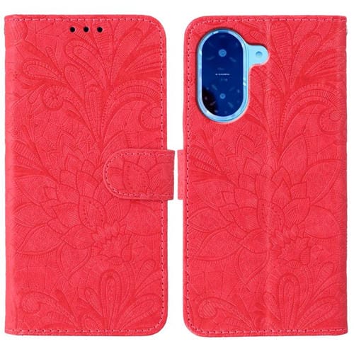 Funda de cuero con tapa y estampado floral para Redmi A5 4G (171,7 mm) / Poco C71 4G (rojo)