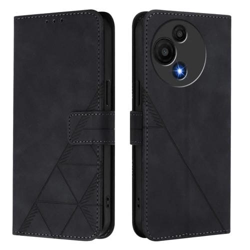 Funda de cuero con tapa y relieve 3D para TCL 605/60 SE (negra)