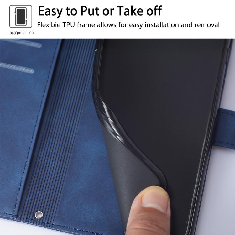 Funda de cuero con relieve 3D para TCL 605/60 SE (azul)