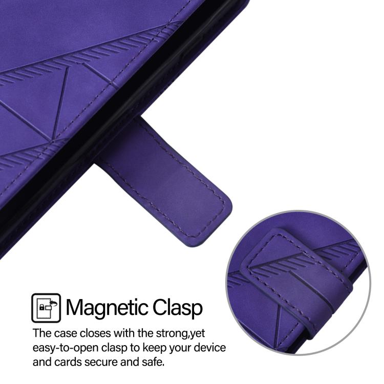 Funda de cuero con relieve 3D para TCL 605/60 SE (morado)