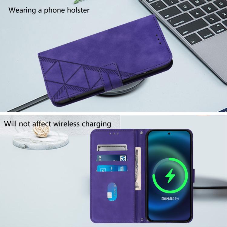 Funda de cuero con relieve 3D para TCL 605/60 SE (morado)