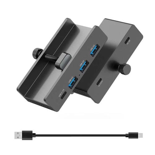 Concentrador de abrazadera ORICO HCL-3A1C-Pro 3 puertos USB y tipo C (Negro) aleación de aluminio