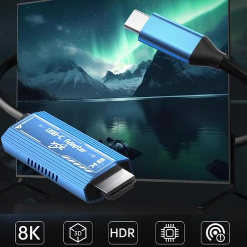 Cable adaptador YCE YCE-V286 Tipo-C a PD3.0 y HDMI 8K (Azul)