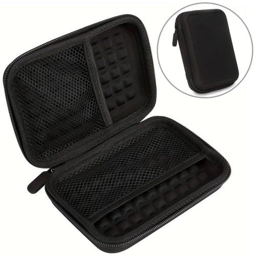 Bolsa almacenamiento portátil EVA para cable datos disco duro móvil (Negra)