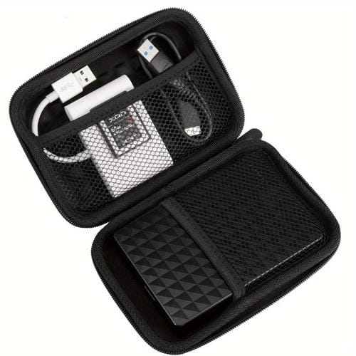 Bolsa almacenamiento portátil EVA para cable datos disco duro móvil (Negra)