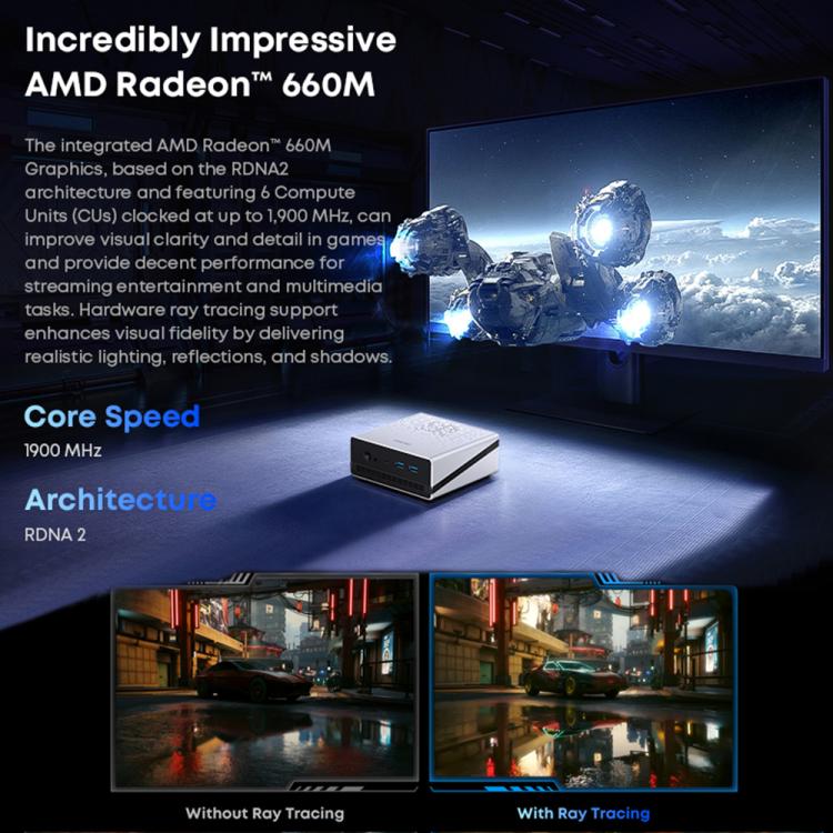 Mini PC CHUWI UBox con Windows 11, 16 GB + 512 GB, procesador AMD Ryzen 5 6600H (enchufe de la UE)