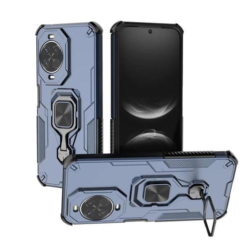 Funda híbrida de TPU y PC con soporte metálico para Huawei Nova 14 (azul)