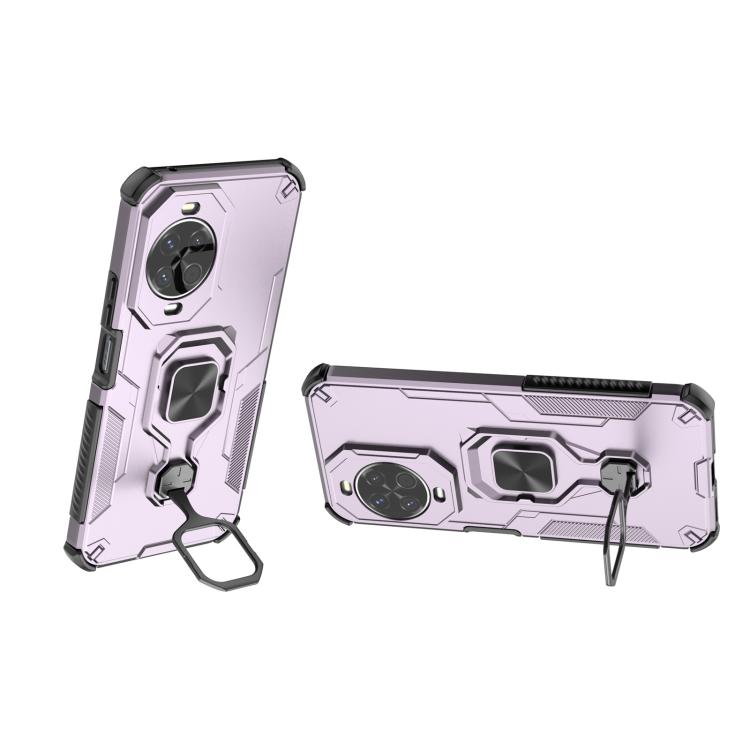 Funda híbrida de TPU y PC con soporte metálico para Huawei Nova 14 (morada)