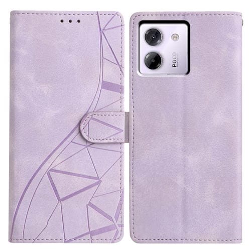 Funda de cuero con relieve de triángulos para Xiaomi Poco M7 Pro 5G (morado)